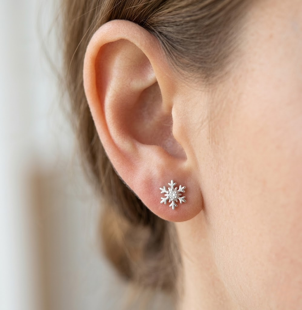 Snowflake Helix Stud Earring