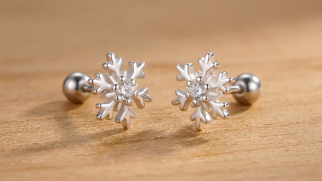 Snowflake Helix Stud Earring