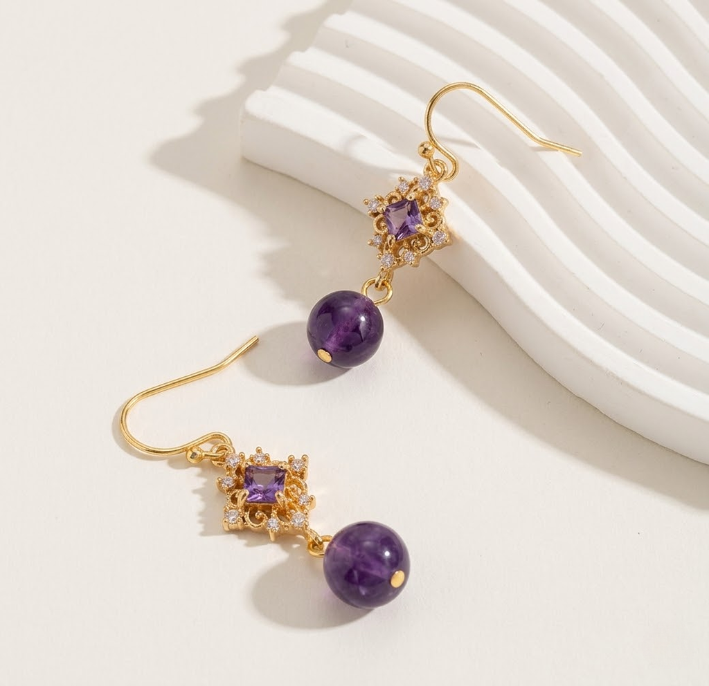 Lavender Amethyst Drop Earrings